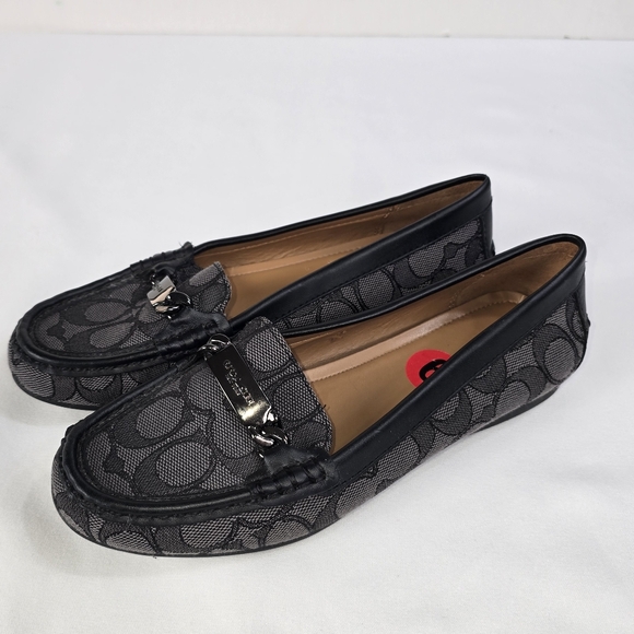 Coach Shoes - Coach Signature Print Black Loafers Shoes